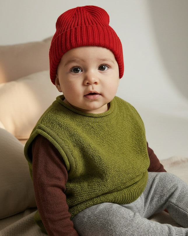 Babymütze aus Merinowolle – Lava