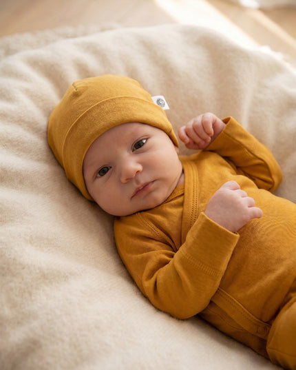 Wollen baby muts - Merinowol - Harvest Gold