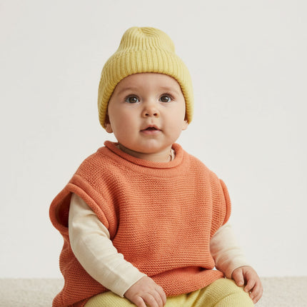 Merinowol Gebreide Baby Muts - Lemonade