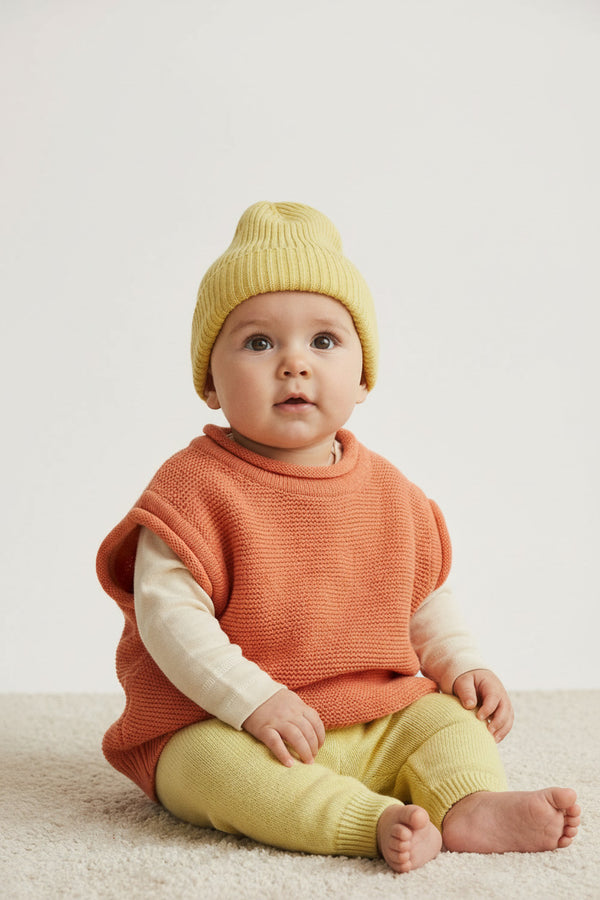 Merinowol Gebreide Baby Muts - Lemonade
