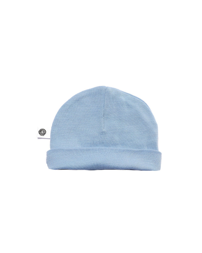 Wollen baby muts - Merinowol - Blue Fog