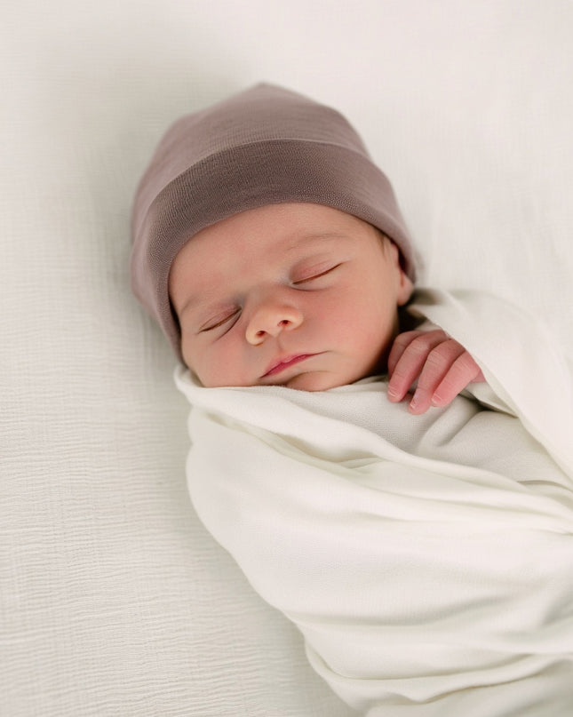 Wollen baby muts - Merinowol - Peppercorn