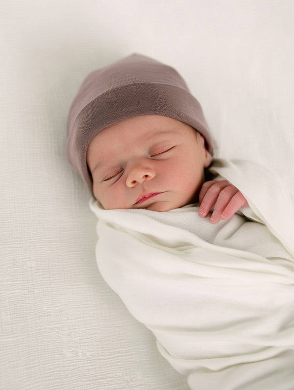 Wollen baby muts - Merinowol - Peppercorn
