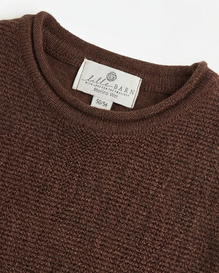 Merinowol gebreide baby spencer - Carob
