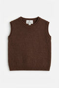 Merinowol gebreide baby spencer - Carob