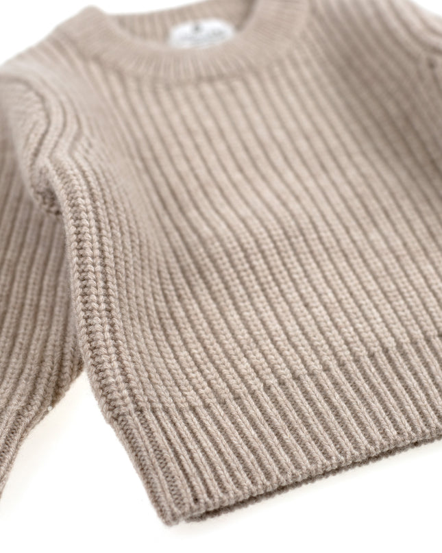 Gebreid Wollen Babytruitje - Merinowol - Garlic