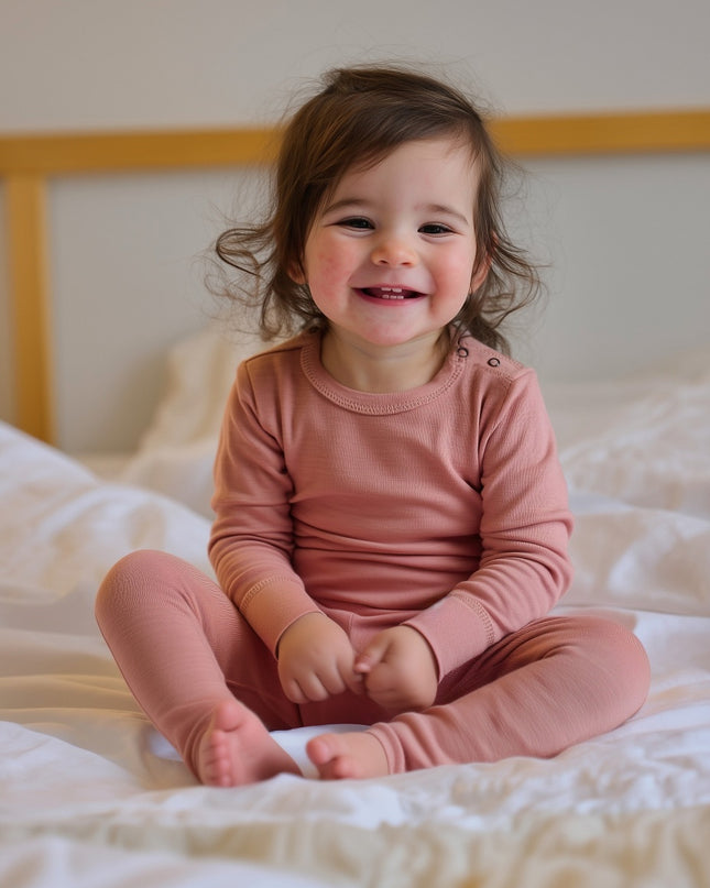 Wollen baby- kindertrui - Merinowol - Misty Rose