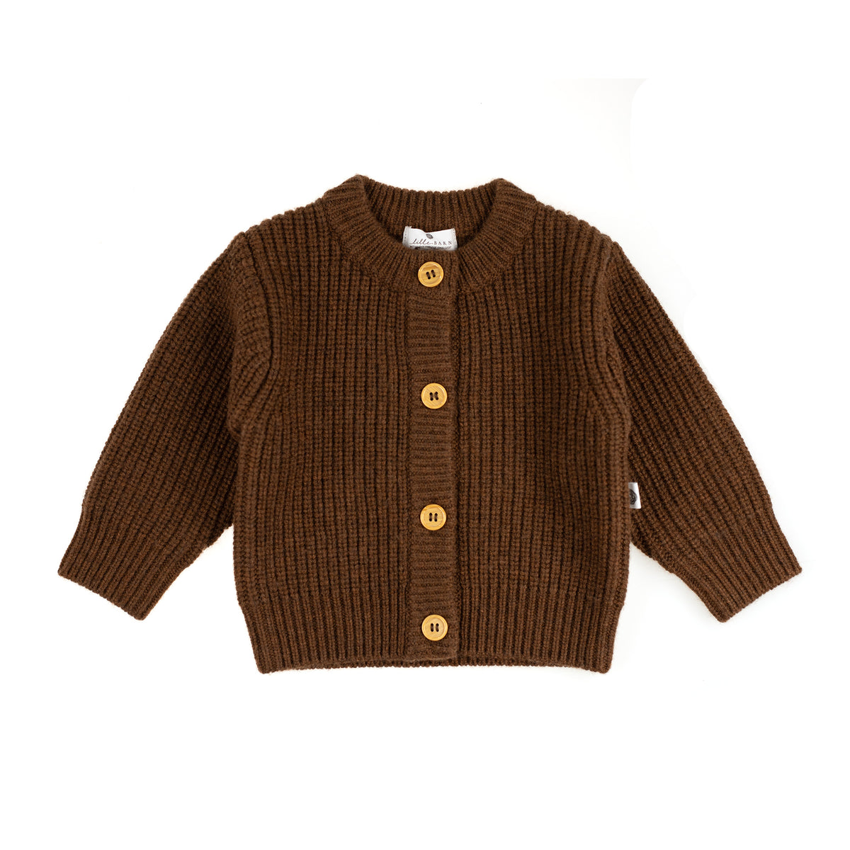 Knitted Wool Baby Cardigan - Merino Wool - Brunette