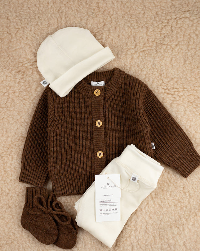 Gebreid Wollen Baby Vestje - Merinowol - Brunette