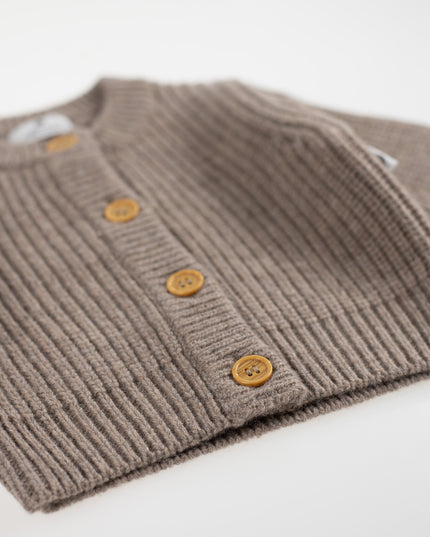 Knitted Wool Baby Cardigan - Merino Wool - Cobble