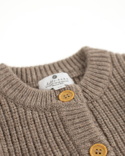 Knitted Wool Baby Cardigan - Merino Wool - Cobble