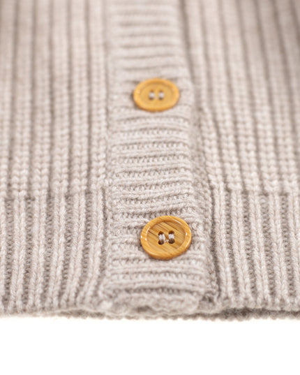 Knitted Wool Baby Cardigan - Merino Wool - Garlic