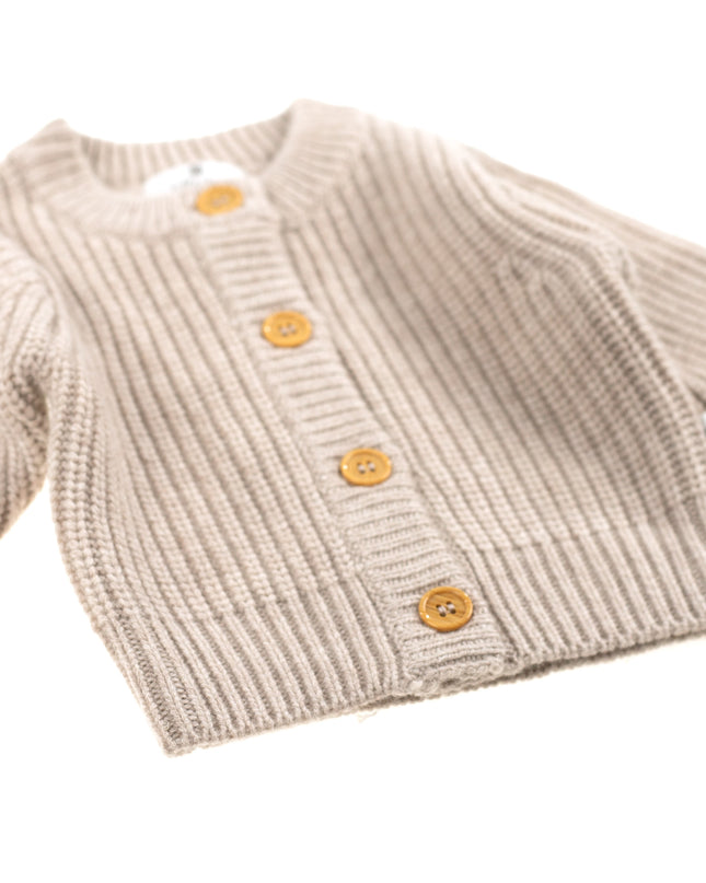 Gebreid Wollen Baby Vestje - Merinowol - Garlic