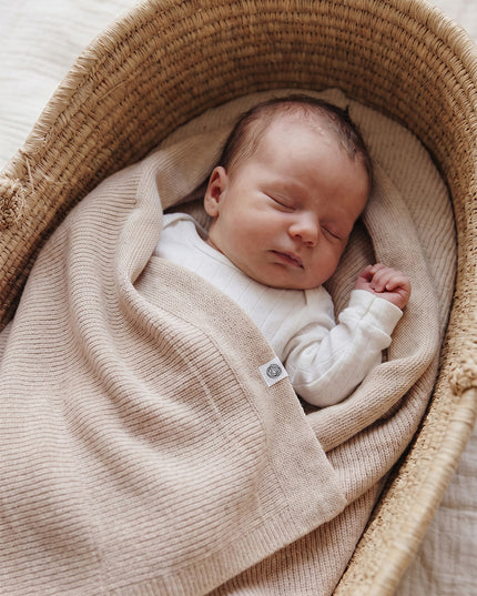 Wollen Babydeken / Kinderdeken Gebreid - Merinowol - Garlic