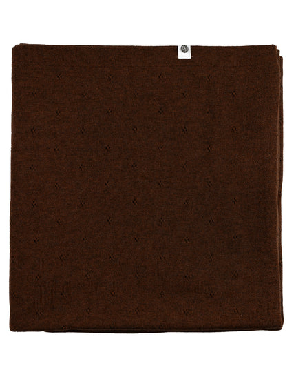 Wool Baby Blanket / Children's Blanket / Wrap Blanket - Pointelle Knitted - Merino Wool - Brunette