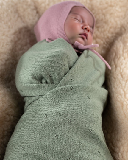 Wool Baby Blanket / Children's Blanket / Wrap Blanket - Pointelle Knitted - Merino Wool - Harper