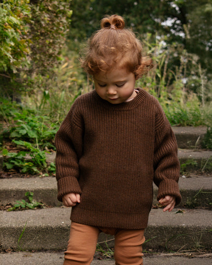 Gebreid Wollen Babytruitje - Merinowol - Brunette