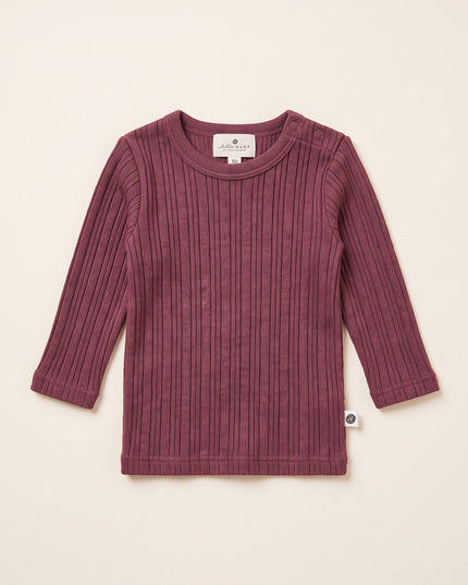 Maglia di lana a coste - lana merino - Rose Brown