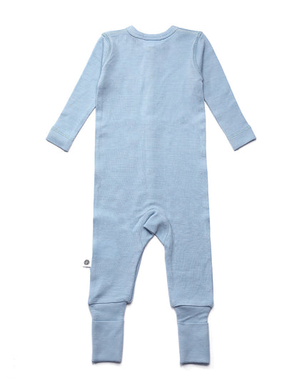 Wool baby romper / playsuit - Merino wool - Blue Fog