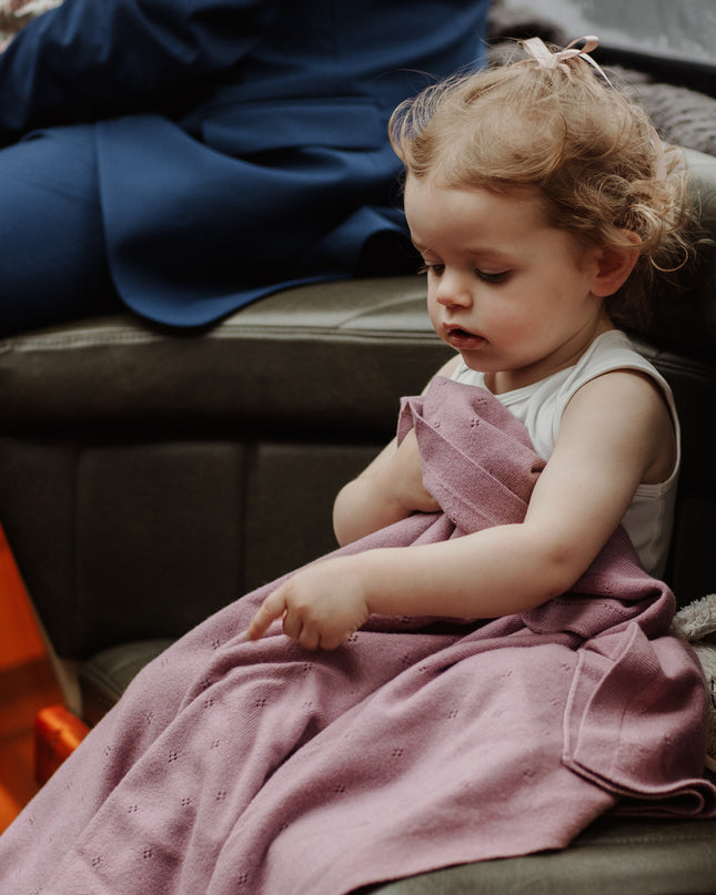 Wollen Babydeken / Kinderdeken / Wikkeldeken - Pointelle Gebreid - Merinowol - Haze