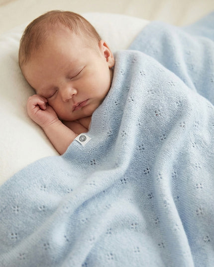 Wollen Babydeken / Kinderdeken  / Wikkeldeken - Pointelle Gebreid  - Merinowol - Georgia
