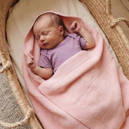 Wollen Babydeken / Kinderdeken Gebreid - Merinowol - Powder Puff