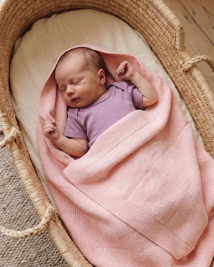 Couverture bébé / enfant en laine tricotée - Merinowol - Powder Puff