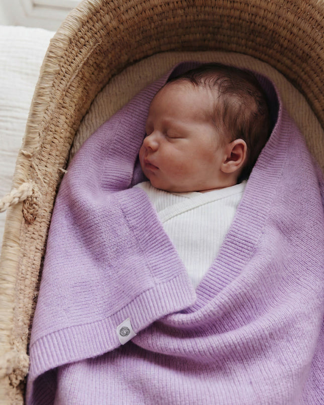 Couverture bébé / enfant en laine tricotée - Merinowol - Syringa