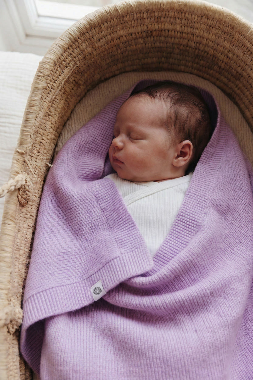 Wollen Babydeken / Kinderdeken Gebreid - Merinowol - Syringa