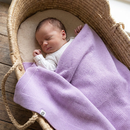 Wollen Babydeken / Kinderdeken Gebreid - Merinowol - Syringa
