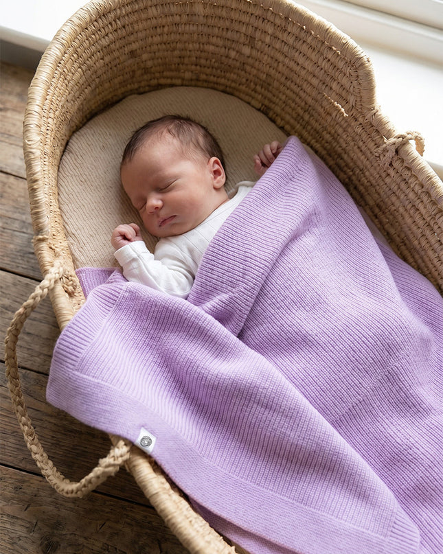 Couverture bébé / enfant en laine tricotée - Merinowol - Syringa