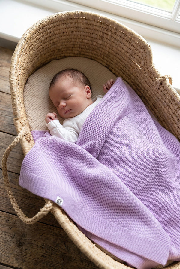Wollen Babydeken / Kinderdeken Gebreid - Merinowol - Syringa