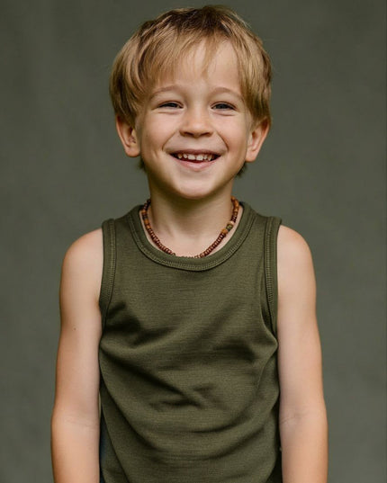 Children's woolen shirt - Merino wool - Fir Green