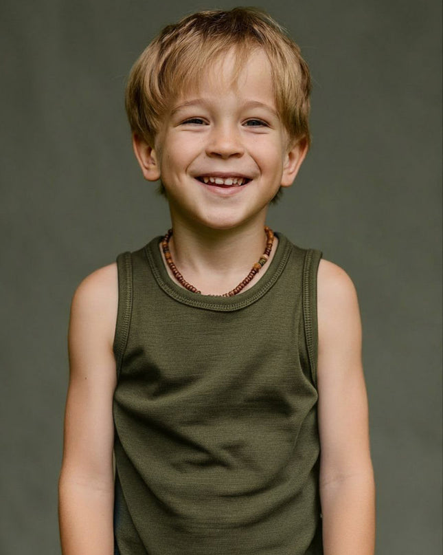 Children's woolen shirt - Merino wool - Fir Green