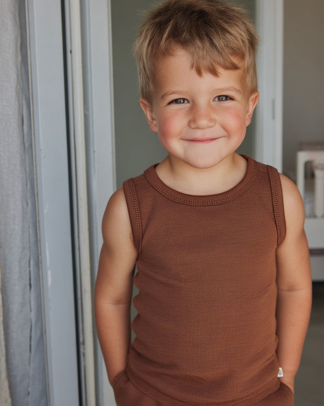 Children's woolen shirt - Merino wool - Cinnamon