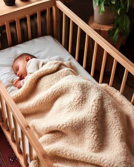 Wollen ledikantdeken 93x135cm - Merinowol - Amandel