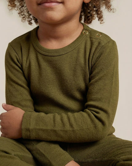 Wollen baby- kindertrui - Merinowol - Fir Green