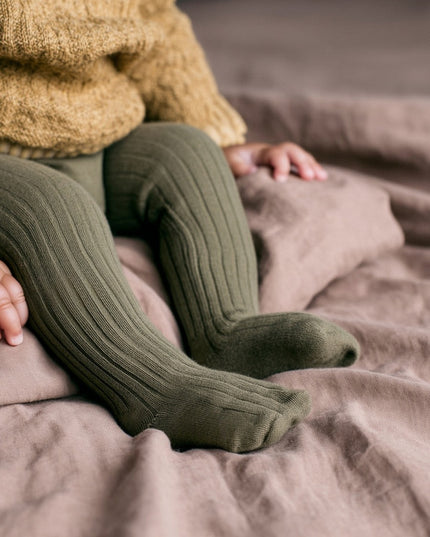 Woolen baby children's tights - Merino wool - Light Avocado