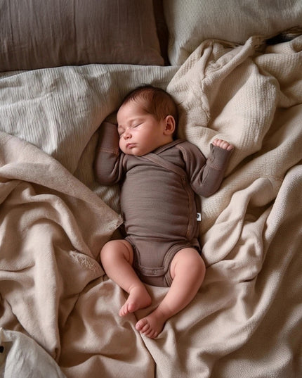 Wollen Overslagromper lange mouw – Merinowol - Peppercorn