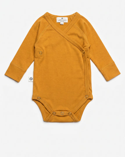 Wollen Overslagromper lange mouw – Merinowol – Harvest Gold