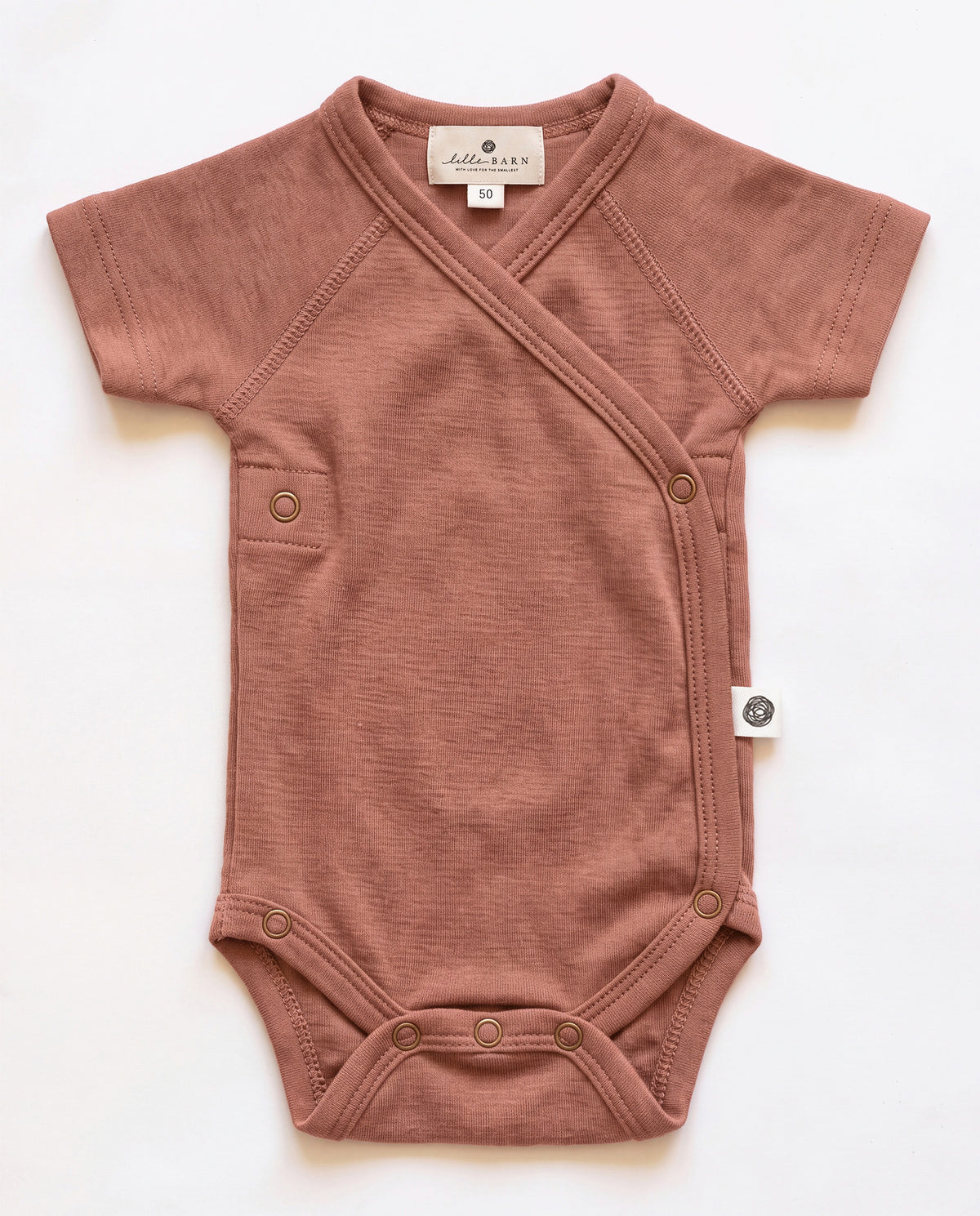 Wollen Overslagromper korte mouw – Merinowol - Cedar Wood