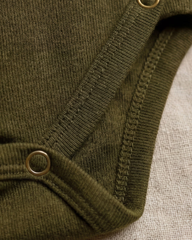 Wollen Overslagromper lange mouw – Merinowol – Fir Green