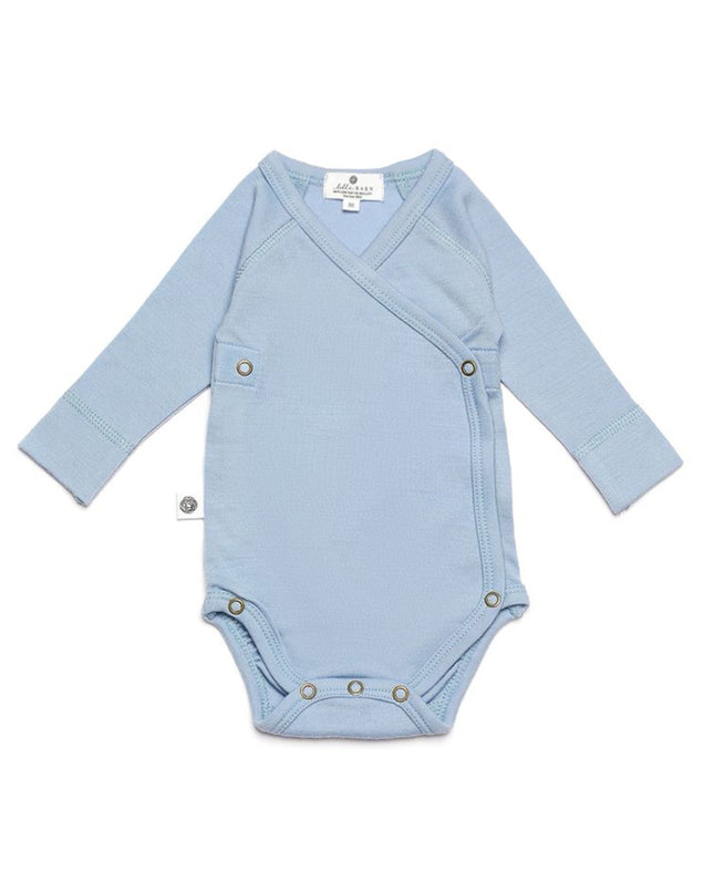 Wollen Overslagromper lange mouw – Merinowol - Blue Fog