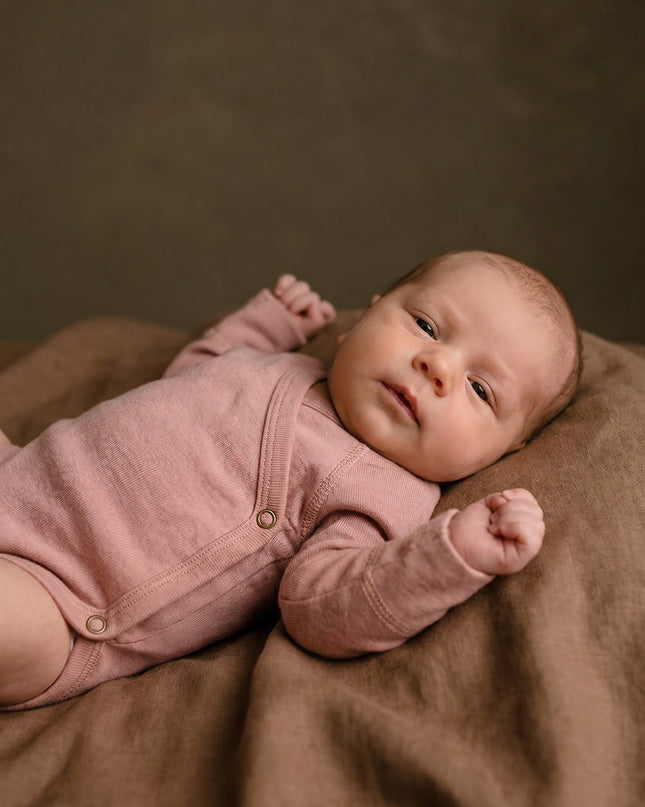 Woolen wrap-over romper long sleeves – merino wool