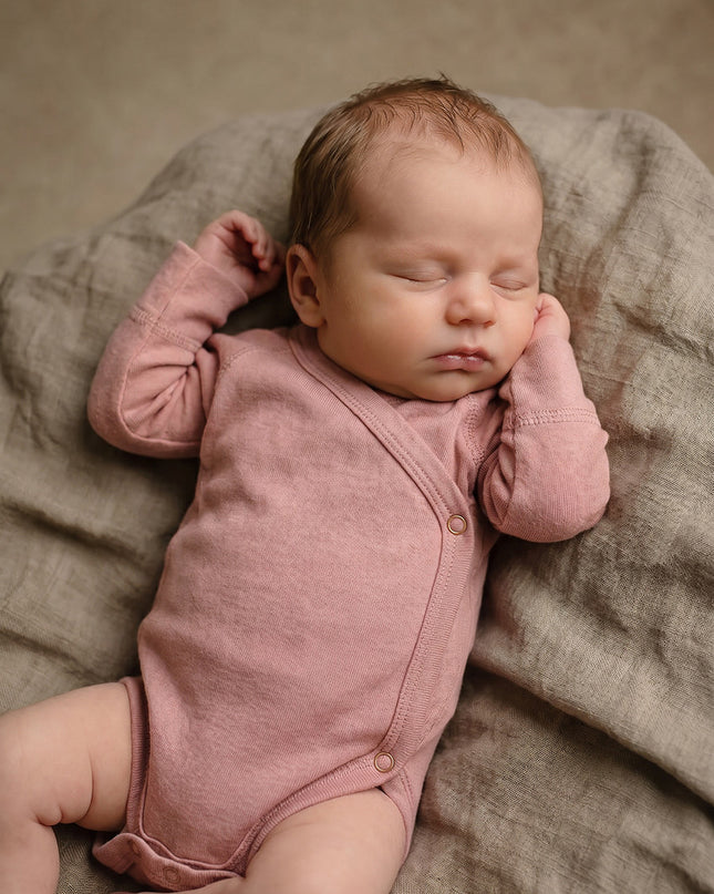 Woolen wrap-over romper long sleeves – merino wool