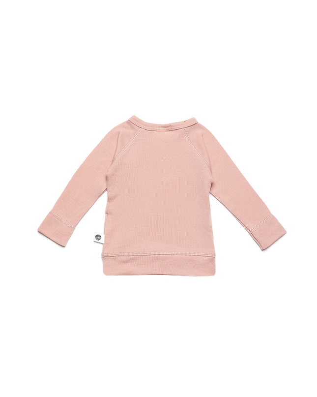 Baby wollen overslagtrui – Merinowol  - Misty Rose