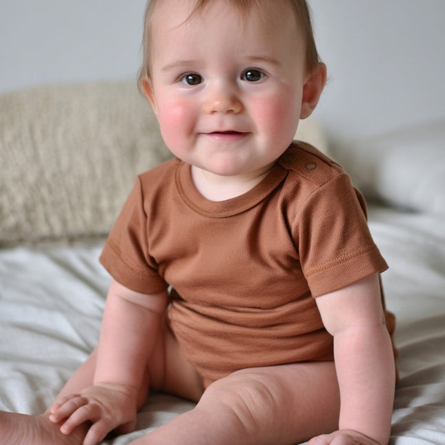 Wollen Romper korte mouw – Merinowol - Argan Oil