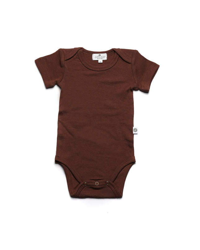 Wollen Romper korte mouwen – Merinowol - Cinnamon