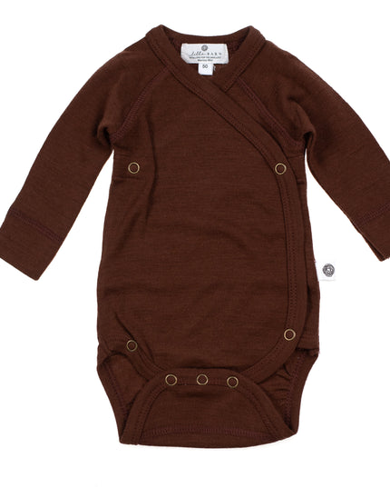 Wollen Overslagromper lange mouw – Merinowol - Chocolate fondant - Lille Barn - With ♥ for the smallest