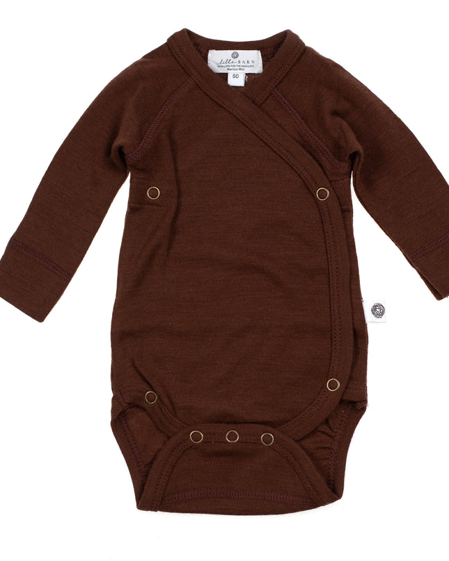Wollen Overslagromper lange mouw – Merinowol - Chocolate fondant - Lille Barn - With ♥ for the smallest